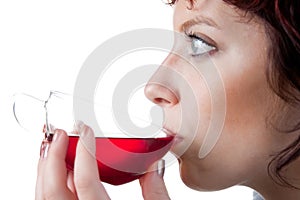 Woman drinking red tea