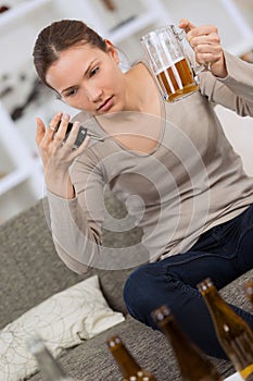 Woman drinking too much alcohol