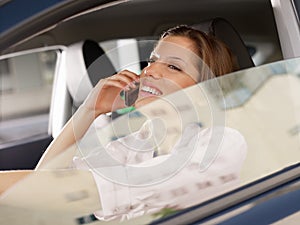 Woman driving car