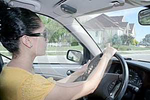 Woman driving a car