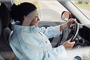 Woman Driving Car Side View