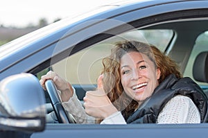 Woman is driving her car