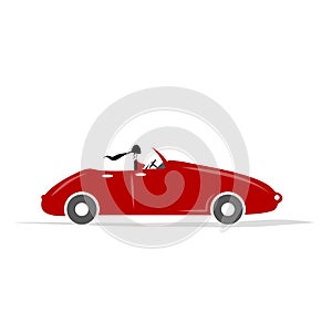 Woman driving red car for your design