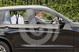 Woman driving to work