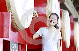 Woman at the drum tower