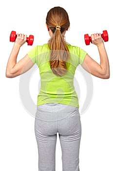 Woman with dumbbells