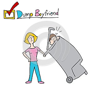 Woman Dumping Boyfriend Into the Trash