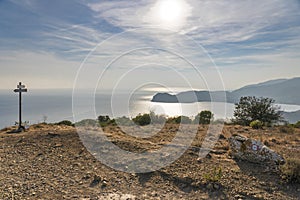 Woman with e bike on Elba Island, Italy