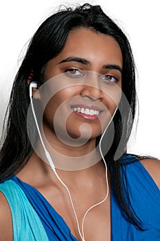 Woman with ear buds