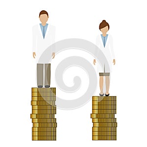 Woman earns less money than man doctor discriminates