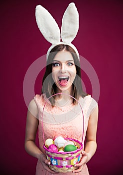 Woman with an Easter egg basket