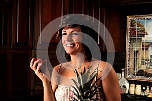 Woman eating apple