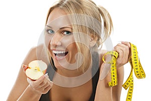 Woman eating apple