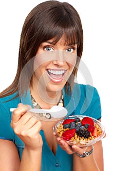 Woman eating cereals