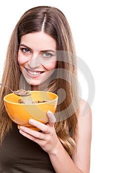 Woman eating cereals