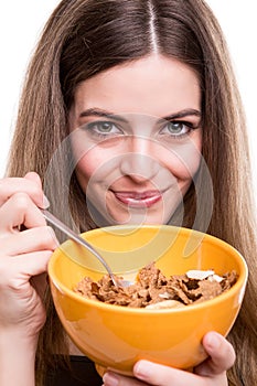 Woman eating cereals