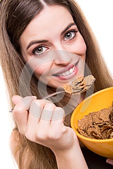 Woman eating cereals