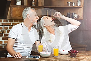 Woman eating cherries