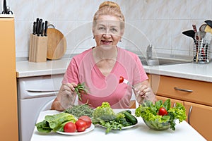 Woman eating diet vegetable salad