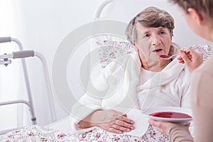 Woman eating dinner