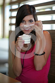 Woman eating an ice-cream