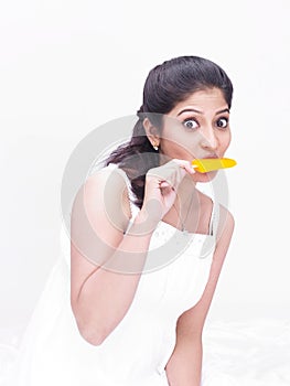 Woman eating an ice cream