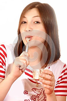 Woman eating ice cream