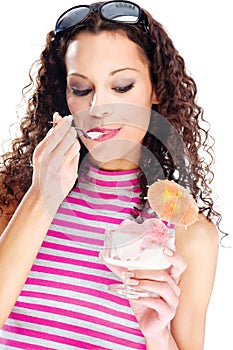 Woman eating icecream