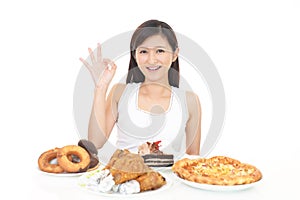 Woman eating meals