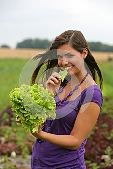 Woman eating a salad