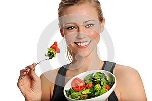 Woman Eating Salad