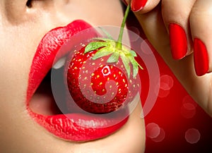 Woman Eating Strawberry