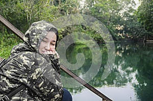 Woman on Eco tourism during winter