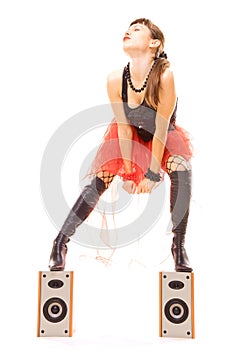 Woman in ecstasies with music