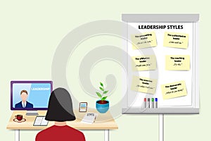 Woman is educating in Leadership Skills vector
