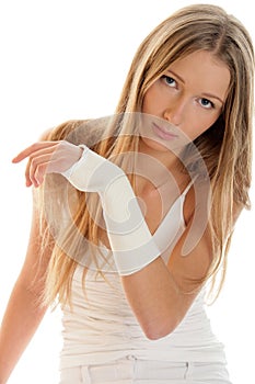Woman with elastic wristban photo