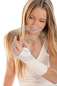Woman with elastic wristban photo