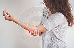 Woman elbow pain