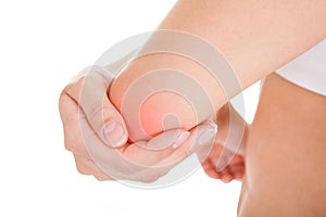 Woman with elbow pain