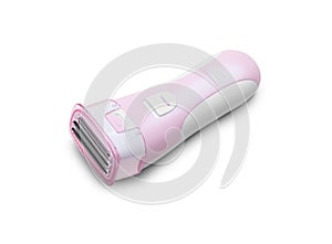 Woman electric razor on white background included clipping path