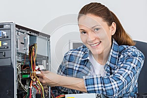 Woman electronic assembler