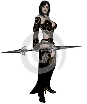 Woman elf warrior with spear