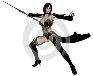 Woman elf warrior with spear