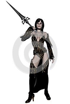 Woman elf warrior with spear