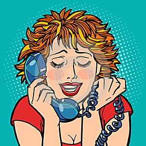 Woman embarrassed embarrassment shame. telephone conversation