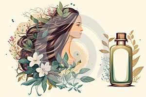 Woman Embraced by Nature with Herbal Essence