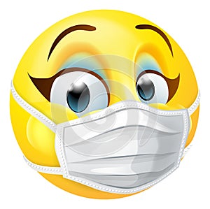 Woman Emoticon Emoji PPE Medical Mask Face Icon