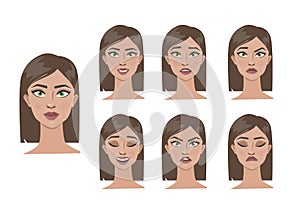 Woman emotions set.