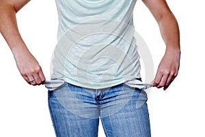 Woman with empty pockets