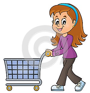 Woman with empty shopping cart